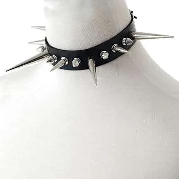 FNQUFUJ Long Spiked Choker Punk Collar Necklace Goth decor Jewelry Gothic Accessories (white)