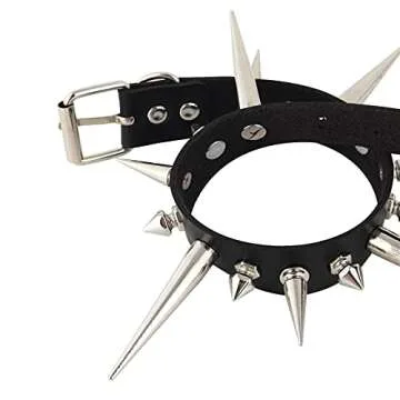 FNQUFUJ Long Spiked Choker Punk Collar Necklace Goth decor Jewelry Gothic Accessories (white)