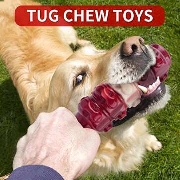RANTOJOY Tough Dog Chew Toy for Large Dogs Aggressive Chewers, Dog Toys, Squeaky Dog Toys for Medium Large Breed, Durable Nylon Dog Toy for Outdoor Training, Heavy Big Teething Toy for Dog Gift
