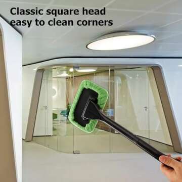 Windshield Cleaning Tool Windshield Cleaning Wand Auto Window Cleaner,5 Pieces Reusable Cloth Pads f...