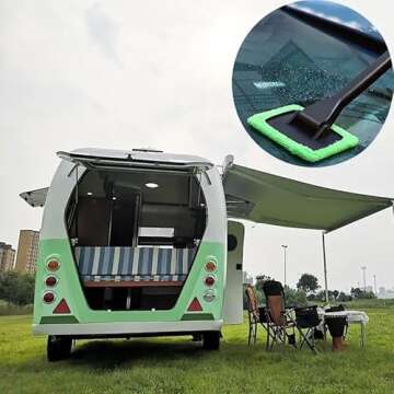 Windshield Cleaning Tool Windshield Cleaning Wand Auto Window Cleaner,5 Pieces Reusable Cloth Pads for Car Interior, Dirty Car Washing Brushes (Cyan)