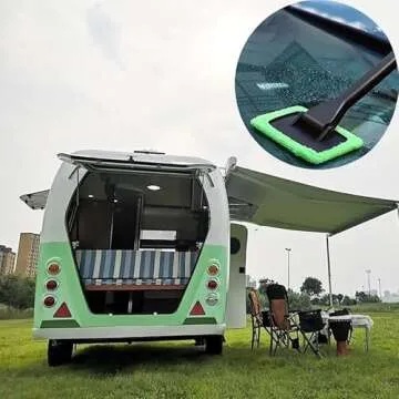 Windshield Cleaning Tool Windshield Cleaning Wand Auto Window Cleaner,5 Pieces Reusable Cloth Pads for Car Interior, Dirty Car Washing Brushes (Cyan)