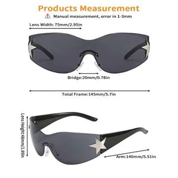 Dollger Trendy Y2K Sunglasses Women Men Wrap Around Rimless Sunglasses Cyber Y2k Fashion 2000 Glasses Shield