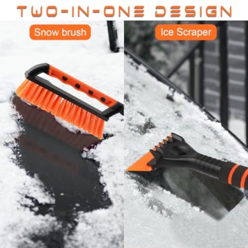 SINGARO Ice Scraper and Snow Brush for Car Windshield, Snow Scraper for Car, Snow Winter Car Necessities, Multi Functional Car Snow Removal Tools, Car Accessories Gift for Women and Man (Enhanced)