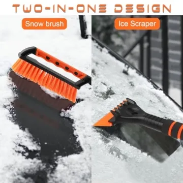 SINGARO Ice Scraper and Snow Brush for Car Windshield, Snow Scraper for Car, Snow Winter Car Necessities, Multi Functional Car Snow Removal Tools, Car Accessories Gift for Women and Man (Enhanced)