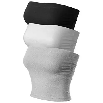 MixMatchy Women’s Solid Casual Summer Tube Top 3PACK - Black/H.Grey/White S