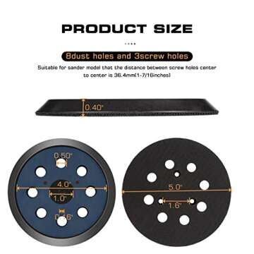 Replacement 5" Hook & Loop Pad For DeWalt DW421/DW423 Sander 2-pack# 151281-08