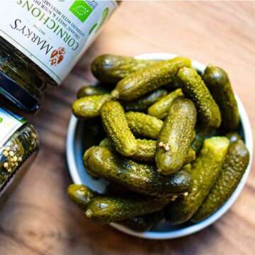 Organic Cornichons Pickles – 12.3 OZ / 348 G – Sweet & Sour Dill Gherkins With Mustard Seeds