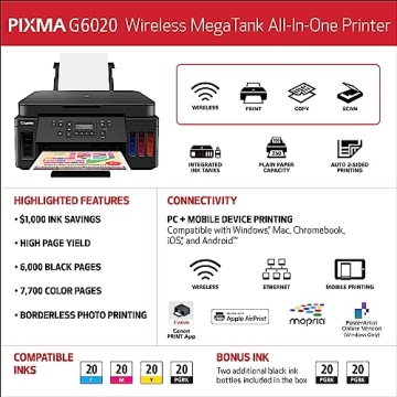 Canon G6020 All-in-One Supertank Wireless Printer