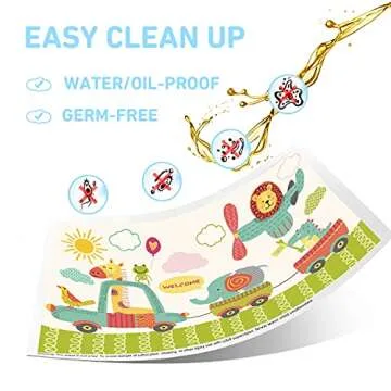 Disposable Stick-on Placemats 40 Pack for Baby & Kids, Restaurant Table Mats 12" x 18" Sticky Place Mats, Toddler Baby Placemat, Car Plane Theme