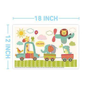 Disposable Stick-on Placemats 40 Pack for Baby & Kids, Restaurant Table Mats 12" x 18" Sticky Place Mats, Toddler Baby Placemat, Car Plane Theme