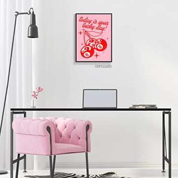 Cmoqtiv pink lucky magic 8 ball cherry aesthetic posters funny preppy playing card canvas wall art g...