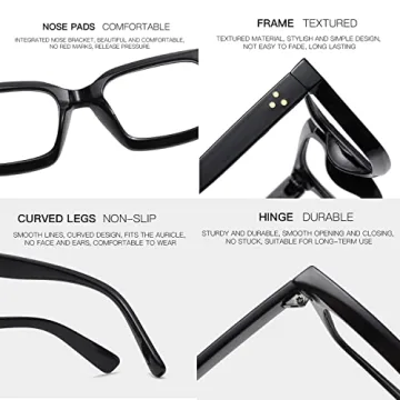 Stylish EYLRIM Thick Square Frame Clear Lens Glasses