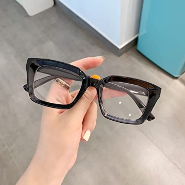 Stylish EYLRIM Thick Square Frame Clear Lens Glasses