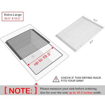 Surpahs Over Sink Foldable Multipurpose Roll-Up Dish Drying Rack, Silicone Wrapped Stainless Steel, Warm Gray, 20.5" x 15.5"