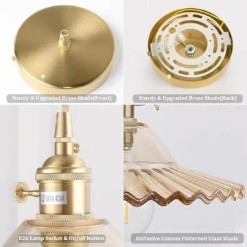 Shenmoyl Adjustable Pendant Light - Vintage Amber Glass