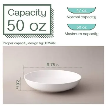 DOWAN 9.75" Large Pasta Bowls - Durable Ceramic Set