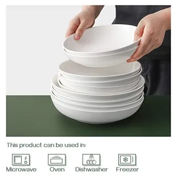 DOWAN 9.75" Large Pasta Bowls - Durable Ceramic Set