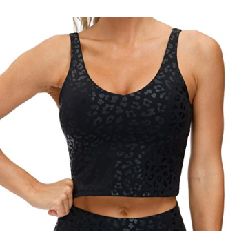 THE GYM PEOPLE Women's Leopard Longline Sports Bra - Stylish, Wirefree & Comfy