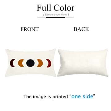 Molili Abstract Boho Throw Pillow Covers,Sun and Moon Tufted Decorative Lumbar Cushion Case Pillowcase for Couch Sofa Bedroom Living Room Farmhouse(12×20inch)