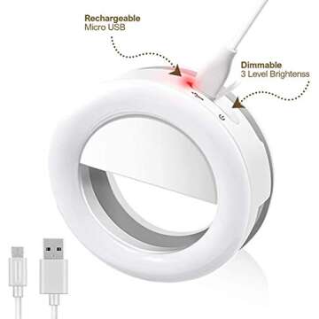 LimoStudio 36 LED Selfie Clip-on Ring Light - Perfect for Selfies, Meetings, and More!  