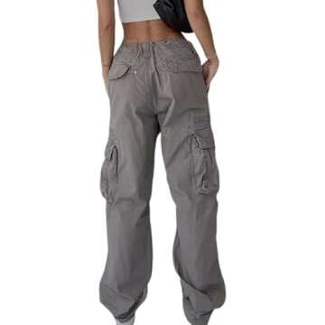 EMMIOL Joggers for Women High Waisted Cargo Pants Wide Leg Casual Pants 6 Pockets Combat Military Tr...