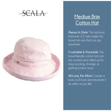 Scala Women's Stylish Medium Brim Cotton Hat for Summer Fun