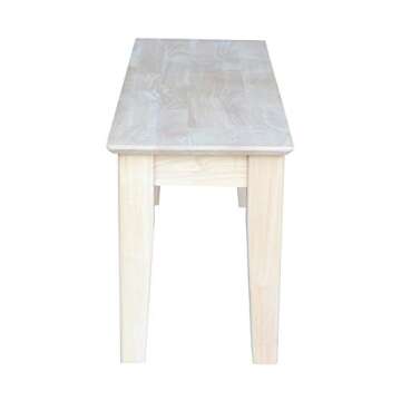 International Concepts Shaker Style Bench for Kitchen/Dining, Solid Parawood, 47"W x 14.37"D x 18.7"H, 450 lb Capacity, Paint or Stain in Any Color Any Color, Unfinished