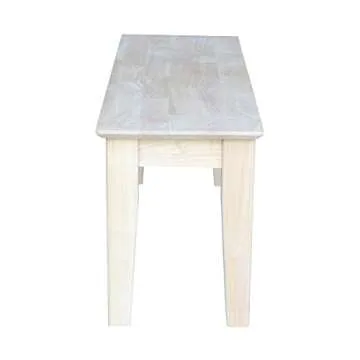 International Concepts Shaker Style Bench for Kitchen/Dining, Solid Parawood, 47"W x 14.37"D x 18.7"H, 450 lb Capacity, Paint or Stain in Any Color Any Color, Unfinished