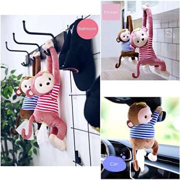 Cute Monkey Plush Tissue Holder for Home and Car