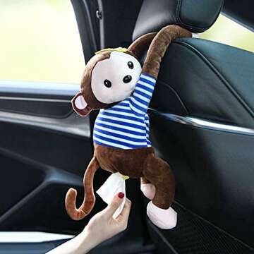 Cute Monkey Plush Tissue Holder for Home and Car