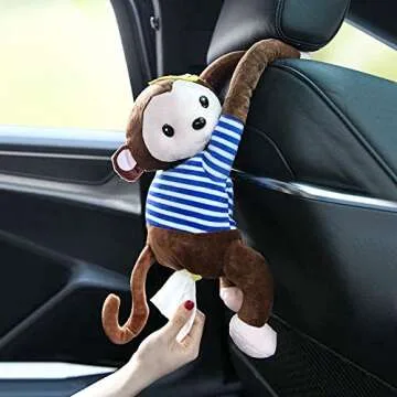 Cute Monkey Plush Tissue Holder for Home and Car