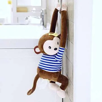 Cute Monkey Plush Tissue Holder for Home and Car