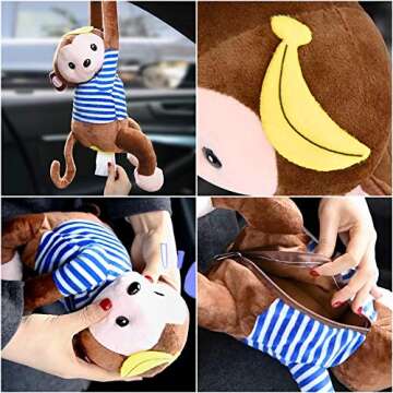 Cute Monkey Plush Tissue Holder for Home and Car