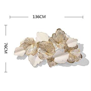 ZXCDS Creative Handmade Metal Wall Art Leaves Golden Flower Blooming, Modern Light Luxury Style Kitc...