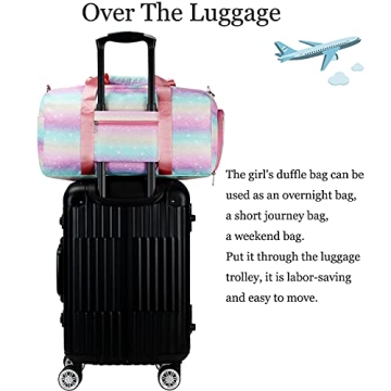 Octsky Sports Gym Bag Teens Dance Bag Gymnastics Bag Women Weekender Bag with Shoe Compartment and Wet Pocket