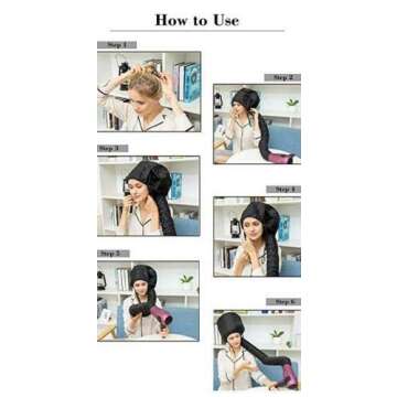 Bonnet Hood Hair Dryer Attachment - Adjustable Extra Large Dryer Bonnet System for Hand Held Hair Dryer with Stretchable Grip and Extended Hose Length (Machine Washable)