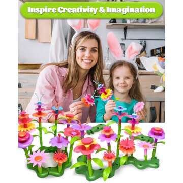 Gojmzo Toys Gifts for 2 3 4 5 Year Old Girl, 52 PCS Flower Garden Building Toys, Toddler Girl Birthd...