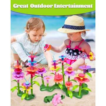 Gojmzo Toys Gifts for 2 3 4 5 Year Old Girl, 52 PCS Flower Garden Building Toys, Toddler Girl Birthday Gifts Age 2-4 3-5