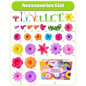 Gojmzo Toys Gifts for 2 3 4 5 Year Old Girl, 52 PCS Flower Garden Building Toys, Toddler Girl Birthday Gifts Age 2-4 3-5