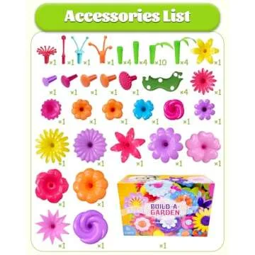 Gojmzo Toys Gifts for 2 3 4 5 Year Old Girl, 52 PCS Flower Garden Building Toys, Toddler Girl Birthday Gifts Age 2-4 3-5