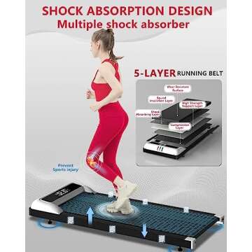 JURITS Walking Pad 2 in 1 for Home and Office, Under Desk Treadmill for Walking and Running with Rem...