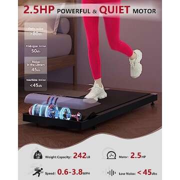 JURITS Walking Pad 2 in 1 for Home and Office, Under Desk Treadmill for Walking and Running with Remote Control, Portable Walking Pad Treadmill Under Desk, Small Treadmill with LED Display, Black