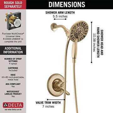 DELTA FAUCET T17294-CZ-I Linden 17 Series Shower Only, Without Rough, Champagne Bronze