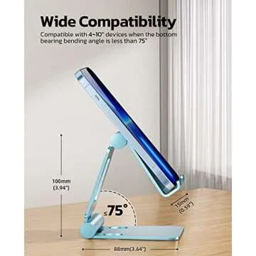 Nulaxy Dual Folding Cell Phone Stand, Fully Adjustable Foldable Desktop Phone Holder Cradle Dock Com...