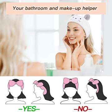 Chuangdi 4 Pieces Animal Hair Bands Face Wash Headband Spa Animal Ears for Skincare Makeup Spa Headband Washing Face Coral Fleece Plush Hairband for Women Girls(Adorable Style,Cute Colors)