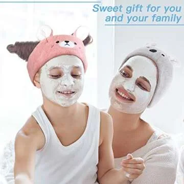 Chuangdi 4 Pieces Animal Hair Bands Face Wash Headband Spa Animal Ears for Skincare Makeup Spa Headband Washing Face Coral Fleece Plush Hairband for Women Girls(Adorable Style,Cute Colors)