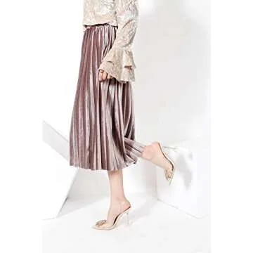 MACKIN J 188-6 Women's Clear Heels Pointed Toe Slingback Rhinestone Sandals Dress Shoes Nude 8