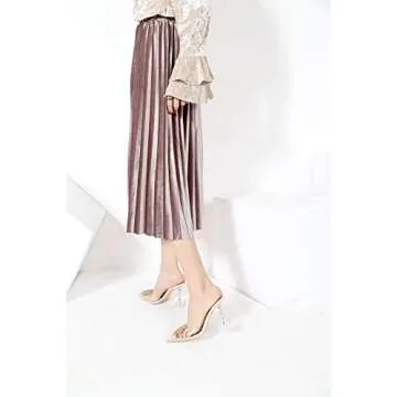 MACKIN J 188-6 Women's Clear Heels Pointed Toe Slingback Rhinestone Sandals Dress Shoes Nude 8