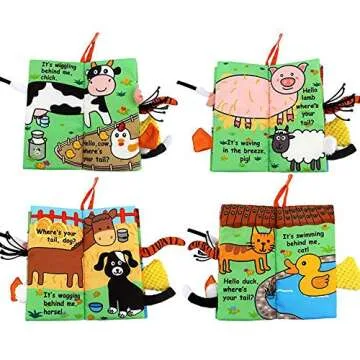 MOSTOP Cloth Book for Babies - Soft, Crinkle, Farm Tails